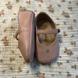 Pink Bonpoint Baby Shoes with Heart Detail